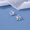 925 Sterling Silver Clear Cubic Zirconia Star Stud Earrings CK5950-1