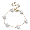ABS Plastic Imitation Pearl Beaded Chain Bracelet BJEW-JB09421-1
