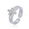 Cross Brass Micro Pave Clear Cubic Zirconia Cuff Rings FS-WGDE646-01-3