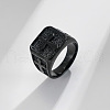 Square with Cross Pattern 304 Stainless Steel Finger Rings for Men FS-WGAC6B1-11-1