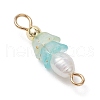 Frosted Flower Natural Cultured Freshwater Pearl & Acrylic Connector Charms PALLOY-JF03590-08-4