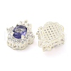 Rack Plating Brass Pave Mauve Cubic Zirconia Hamsa Hand Multi-Strand Links KK-F089-18S-2