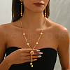 Iron & Brass Hollow Round Tassel Necklaces & Earrings Sets for Women TK6630-4