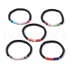 5Pcs Polymer Clay & Brass Beaded Stretch Bracelets BJEW-JB11495-2