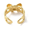 Bowknot Brass Open Cuff Rings for Women RJEW-B062-02G-3