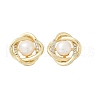 Brass Imitation Pearl Stud Earrings KK-D301-06G-2