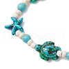 Starfish & Turtle Synthetic Turquoise Dyed Beads Stretch Bracelets for Women BJEW-JB11920-03-3