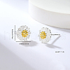 S925 Sterling Silver Two Tone Sunflower Stud Earrings QV9764-5