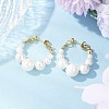 Shell Pearl Beaded Dangle Stud Earrings EJEW-JE06362-01-1