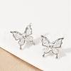 Butterfly Brass Micro Pave Cubic Zirconia Stud Earrings EJEW-M082-17P-02-5
