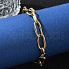 Ion Plating(IP) 304 Stainless Steel Paperclip Chain Bracelets BJEW-F412-02G-4