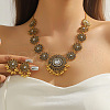 Flower Alloy Rhinestone Pendant Necklaces & Stud Earrings Sets FS-WG20CE0-03-1