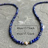 Faceted Round Natural Lapis Lazuli & Natural Freshwater Pearl Beaded Necklaces for Women FS-WGC44BB-01-4