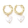 Brass ABS Plastic Pearl Hoop Earrings for Women EJEW-G430-05G-4