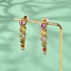 304 Stainless Steel Colorful Cubic Zirconia Tassel Stud Earrings EJEW-Z094-01G-G-2