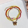 Bohemian Resin & Glass Seed Beaded Stretch Multi-Layered Anklet Sets WG187EB-08-1