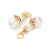Brass & Cubic Zirconia & Plastic Imitation Pearl Pendants KK-G469-09G-3