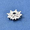 Flower Brass Clear Cubic Zirconia Bead Caps KK-V008-08A-S-1