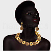Alloy & Wood & CCB Plastic Round Beaded Necklaces & Stud Dangle Earrings Sets FS-WGB5D6A-02-2