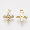 Brass Cubic Zirconia Tiny Cross Charms KK-T035-18-2