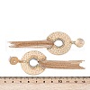 Flat Round with Chain Charm Brass Rhinestone Tassel Stud Earrings EJEW-U058-01G-3