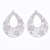 Non-Tarnish 304 Stainless Steel Filigree Pendants STAS-T057-15P-1