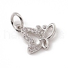 Brass Micro Pave Clear Cubic Zirconia Butterfly Charms ZIRC-F132-54P-1