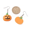 304 Stainless Steel Opaque Resin Pumpkin Dangle Earrings EJEW-JE06478-4