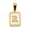 PVD Vacuum Plating 304 Stainless Steel Pave Natural White Shell Pendants STAS-S130-03G-R-1