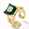 Mother's Day Rings Cubic Zirconia Square Open Cuff Ring RJEW-H101-19G-1