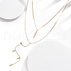925 Sterling Silver Double Layer Necklaces NJEW-L116-09G-2
