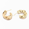 Hammered Brass Stud Earring Findings KK-S356-132G-NF-2