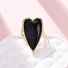 Heart Natural Obsidian Finger Rings RJEW-M076-03G-10-5