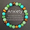 Round Natural Tiger Eye & Green Spot Jasper & Synthetic Turquoise & Glass Beads Stretch Bracelets for Girl Women FS-WGE0C43-02-1