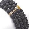 4Pcs 4 Style Column & Round & Flat Round Alloy & Natural Lava Rock & Synthetic Hematite Beaded Stretch Bracelets Set for Women BJEW-JB09366-4