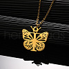 304 Stainless Steel Butterfly Initial Pendant Necklaces WG80197-20-1
