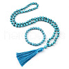 Synthetic Turquoise Round Beaded Pendant Necklaces & Bracelets Sets FS-WG9D102-12-2