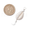 3Pcs 3 Styles Natural Cowrie Shell  Copper Wire Wrapped Glass Pearl Pendants PALLOY-JF03504-2