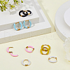 DICOSMETIC 5 Pairs 5 Color 316 Stainless Steel Enamel Ring Hoop Earrings EJEW-DC0001-39A-4