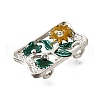 Brass Crystal Rhinestone Rectangle with Flower Multi-Strands Links KK-P306-19P-3