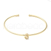 Rack Plating Brass Micro Pave Clear Cubic Zirconia Letter Open Cuff Bangles BJEW-A018-01G-S-2
