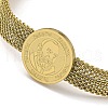 PVD Vacuum Plating 202 Stainless Steel Flat Round Link Chain Bracelets BJEW-M317-04G-2