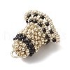 Round Glass Seed Beaded Peace Bell Pendants PALLOY-MZ00733-4