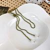 Glass Seed Beaded Lariat Necklaces with Flower VX1861-5