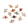 Cheriswelry 20Pcs 10 Styles Brass Cubic Zirconia & Glass Connector Charms KK-CW0001-06-3