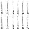 DICOSMETIC 12Pcs 6 Style Tibetan Style Alloy Curb Chain Tassel Big Pendants FIND-DC0003-18-1