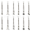 DICOSMETIC 12Pcs 6 Style Tibetan Style Alloy Curb Chain Tassel Big Pendants FIND-DC0003-18-1