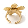 Flower Alloy Open Cuff Rings for Women RJEW-M018-01G-3