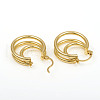 Brass Triple Hoop Earrings X-EJEW-G282-04G-2