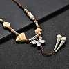 Ethnic Style Alloy & Porcelain Ceramic Beads Butterfly Pendant Tassel Y Necklaces NJEW-D308-01D-5